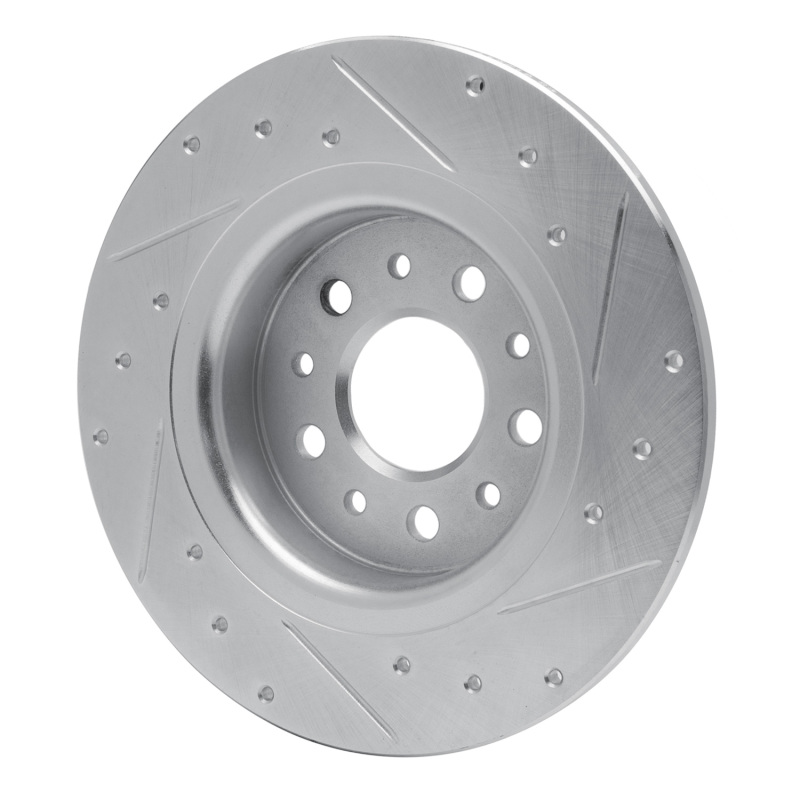 Fiat 500L Brake Rotor (1) - Rear Left - R1 Concepts - Drilled & Slotted - Silver - `14-`19
